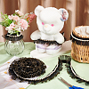 Polyester with White Plastic Imitation Pearl Pleated Lace Ribbon OCOR-WH0078-62-4