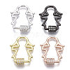 Brass Micro Pave Clear Cubic Zirconia Screw Carabiner Lock Charms ZIRC-T013-07-NF-1