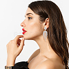 FIBLOOM 2 Pairs 2 Colors Crystal Rhinestone Chain Tassel Dangle Stud Earrings EJEW-FI0001-02-4