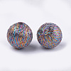 Polyester Thread Fabric Covered Beads WOVE-T009-12mm-02-2