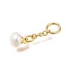 Brass Natural Pearl Keychain Clasps KK-M301-18G-2