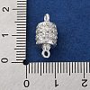 Brass Micro Pave Clear Cubic Zirconia Hollow Column Connector Charms KK-A230-05F-S-3