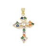 Real 18K Gold Plated Brass with Random Color Glass Pendants KK-A209-05B-G-1