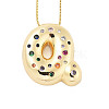 Brass Micro Pave Cubic Zirconia Letter Pendant Necklaces KK-Z069-01G-Q-1