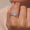 Light Sky Blue Synthetic Opal Heart Finger Ring FM4105-1-2