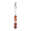 Faceted Round Natural Quartz Crystal & Carnelian & Red Jasper Beaded Pendants PALLOY-JF03529-01-1