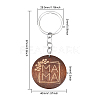 Engraved Wooden Flat Round Pendant Keychains FIND-WH0150-17-2