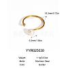 Natural Pearl Stainless Steel Adjustable Open Cuff Rings for Women JT3532-2-2