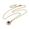 Brass Micro Pave Cubic Zirconia Flower Pendant Necklaces for Women NJEW-E106-03KCG-03-2