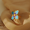 304 Stainless Steel & Enamel Cuff Open Rings FS-WG13A6D-01-2