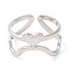 Non-Tarnish 304 Stainless Steel Heart Open Cuff Ring for Women RJEW-I098-22P-2