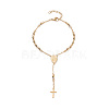 Rosary Bead Bracelets with Cross LS-BJEW-E282-02G-1
