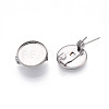 304 Stainless Steel Brooch Cabochon Settings STAS-E547-08A-P-1