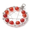 Copper Wire Wrapped Natural Gemstone Beaded Pendants PALLOY-JF02804-4