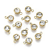 PVD Vacuum Plating 201 Stainless Steel Rhinestone Charms X-STAS-S068-04G-2