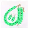 Acrylic Curb Chain Chain Necklaces & Dangle Earrings & Bracelets Sets FS-WGA399B-19-1