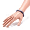 Natural Lapis Lazuli(Dyed) & Lampwork Evil Eye Round Beaded Stretch Bracelet BJEW-JB08713-05-3