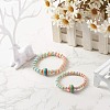 Stripe Resin Rondelle Beads Stretch Bracelets for Parent and Kid BJEW-JB06635-4