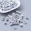 Letter W White Letter Acrylic Cube Beads X-PL37C9308-W-1