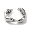 Rack Plating Brass Twist Wave Open Cuff Rings for Women RJEW-Q777-08P-2