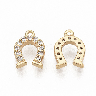 Brass Micro Pave Clear Cubic Zirconia Charms X-ZIRC-T011-09G-NF-1