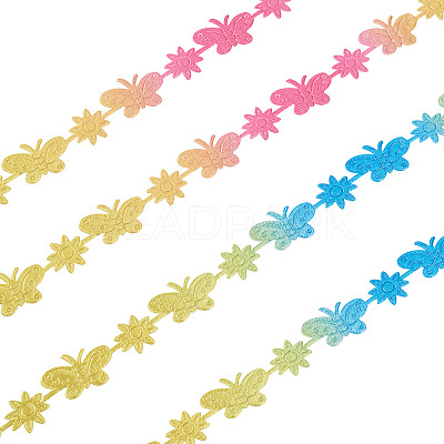 20 Yards Malan Flower and Butterfly Polyester Lace Trim OCOR-TAC0016-18H-1