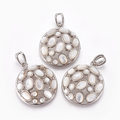Natural White Shell Mother of Pearl Shell Pendants SHEL-XCP0001-13-1