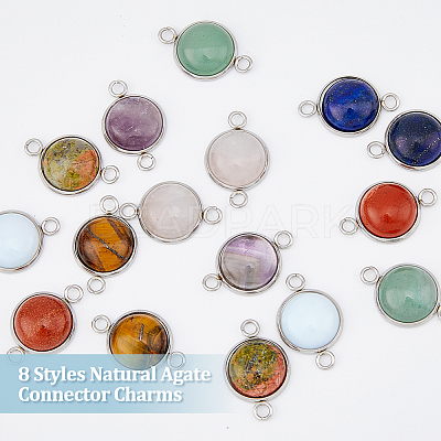 16Pcs 8 Styles Natural & Synthetic Mixed Gemstone Connector Charms G-UN0001-25-1