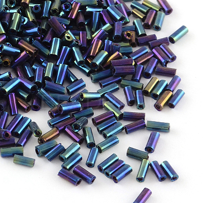 Plated Glass Bugle Beads SEED-R011-704-1