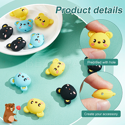 12Pcs 3 Colors Silicone Focal Beads SIL-NB0001-44-1