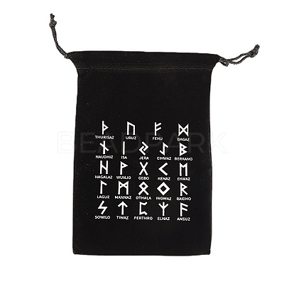 Runes Velvet Jewelry Storage Drawstring Pouches WICR-PW0007-04A-1