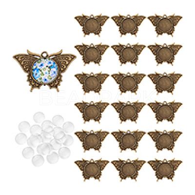 DIY Dome Alloy Butterfly Pendant Jewelry Making Kits DIY-PH0023-39AB-1