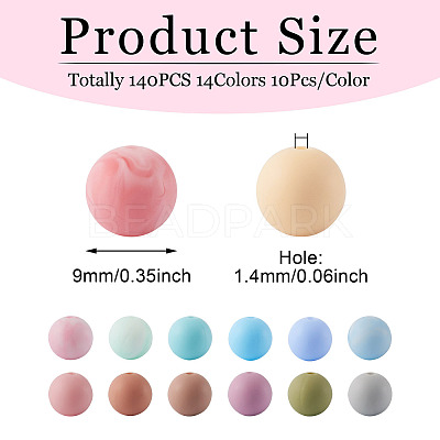 140Pcs 14 Colors Food Grade Eco-Friendly Silicone Beads SIL-TA0001-26-1