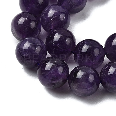 Round Natural Amethyst Gemstone Bead Strands G-J333-01-12mm-1
