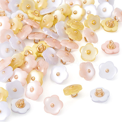 60Pcs 3 Colors 1-Hole Resin Buttons RESI-TA0004-42-1