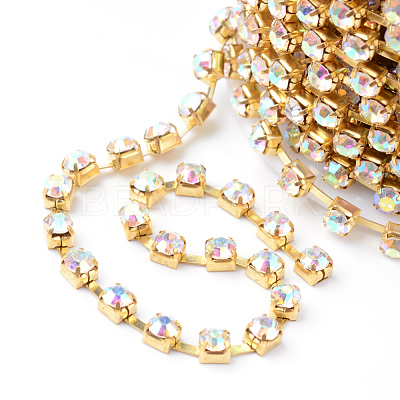 Brass Rhinestone Strass Chains CHC-T002-SS12-02C-1