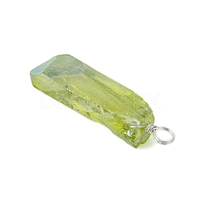 Electroplated Natural Quartz Crystal Pendants PALLOY-JF02797-1