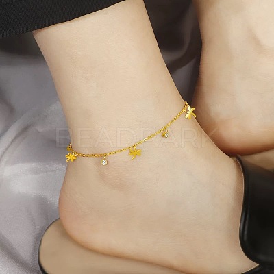 304 Stainless Steel Crystal Rhinestone Dragonfly Charm Anklets for Women WG9ACA2-01-1