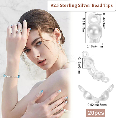 20Pcs 925 Sterling Silver Bead Tips STER-BBC0006-30S-1