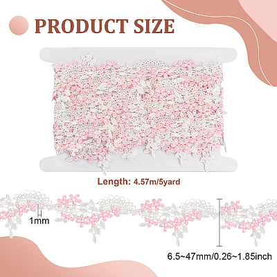 4.75~5 Yards Polyester Embroidery Lace Trim OCOR-FG0001-99A-1
