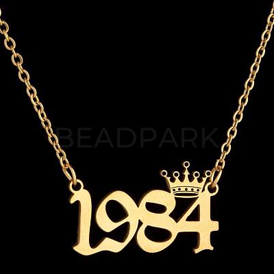 Crown Birth Year 201 Stainless Steel Pendant Necklaces for Women FS-WG4E8F2-05-1