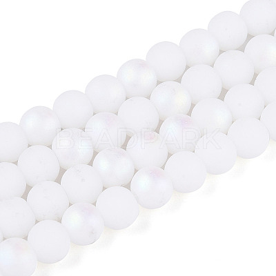 Frosted Opaque Glass Beads Strands GLAA-T032-P6mm-MBB02-1