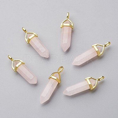 Natural Rose Quartz Double Terminated Pointed Pendants X-G-G902-B22-1