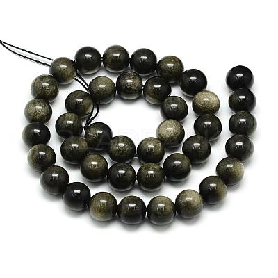 Natural Golden Sheen Obsidian Beads Strands G-S150-20-8mm-1