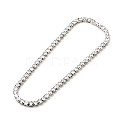 Clear Cubic Zirconia Tennis Necklace NJEW-E038-10B-P-1