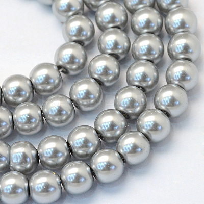 Baking Paint Pearlized Glass Pearl Round Bead Strands X-HY-Q003-6mm-34-1