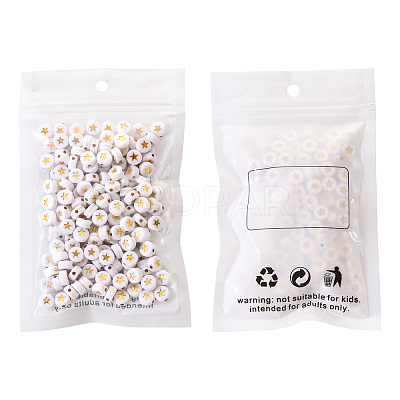 White Opaque Acrylic Beads PACR-YW0001-04A-1