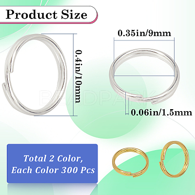 600Pcs 2 Colors Brass Split Rings KK-SP0001-82A-1
