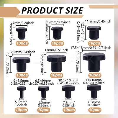 100Pcs 10 Styles Silicone Hole Plugs AJEW-NB0007-79-1