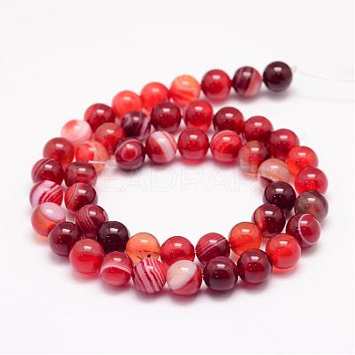 Natural Striped Agate/Banded Agate Bead Strands G-K155-B-8mm-01-1